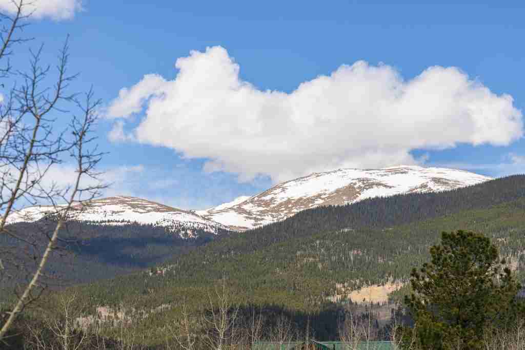 Snowcapped mountain view from Rosalie Ridge Cabin
