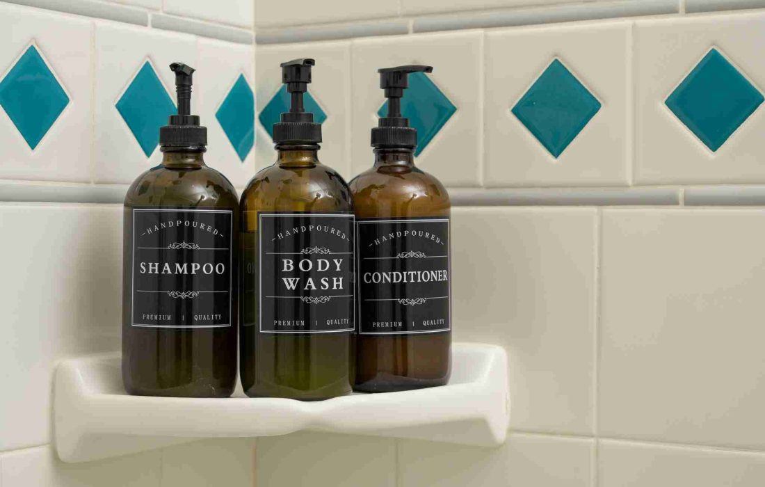 Refillable shampoo, conditioner, and body wash in the shower